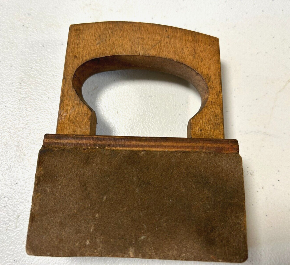 Vintage Sharpening Stone with a Wooden Grip Handle