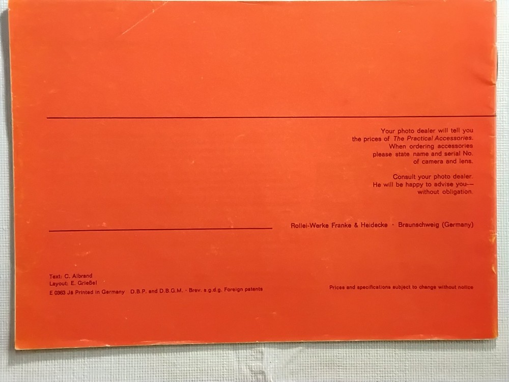 Rollei The Practical Accessories Instruction Manual Guide