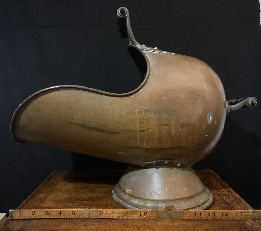 Large Victorian Brass Helmet Coal Scuttle