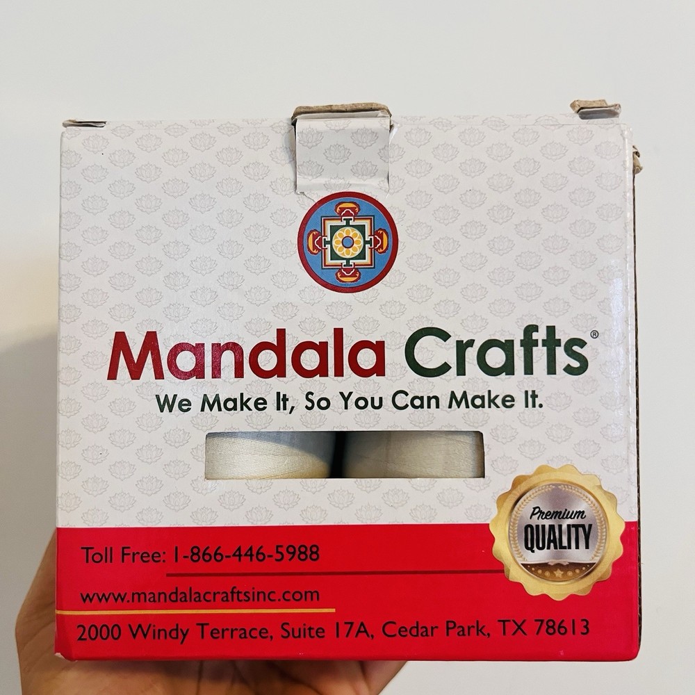 MANDALA CRAFTS POLYESTER SEWING THREAD WHITE SZ 40/2 / 4ROLLS / 6000 YARDS EA