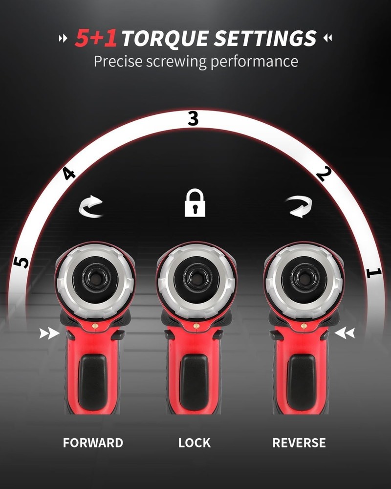Compact Cordless Screwdriver with 50in-lbs Torque & LED Light for Precision