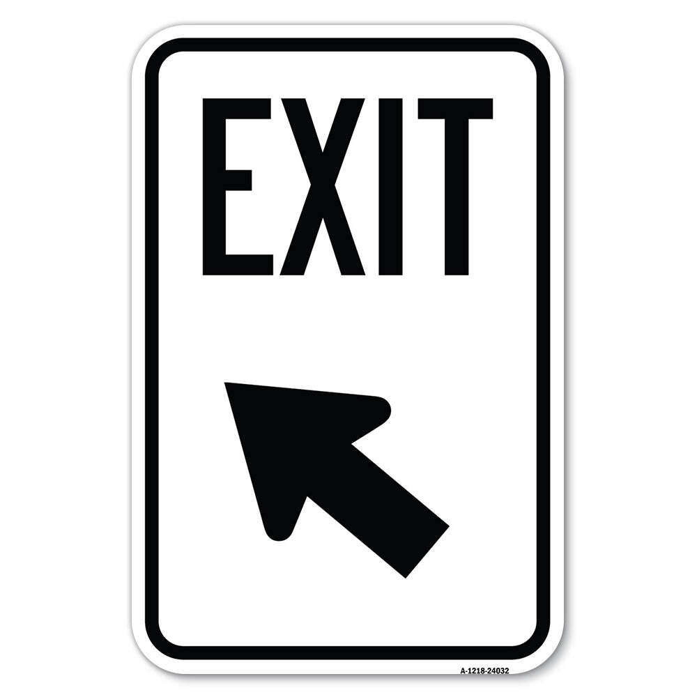 Exit Sign Exit with Left Arrow Heavy Gauge Aluminum Parking Sign