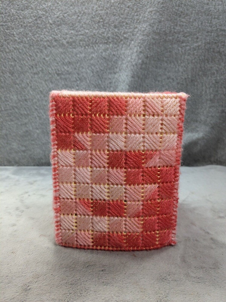 Handmade Needlepoint 6” Tall Tissue Box Cover Valentines Theme