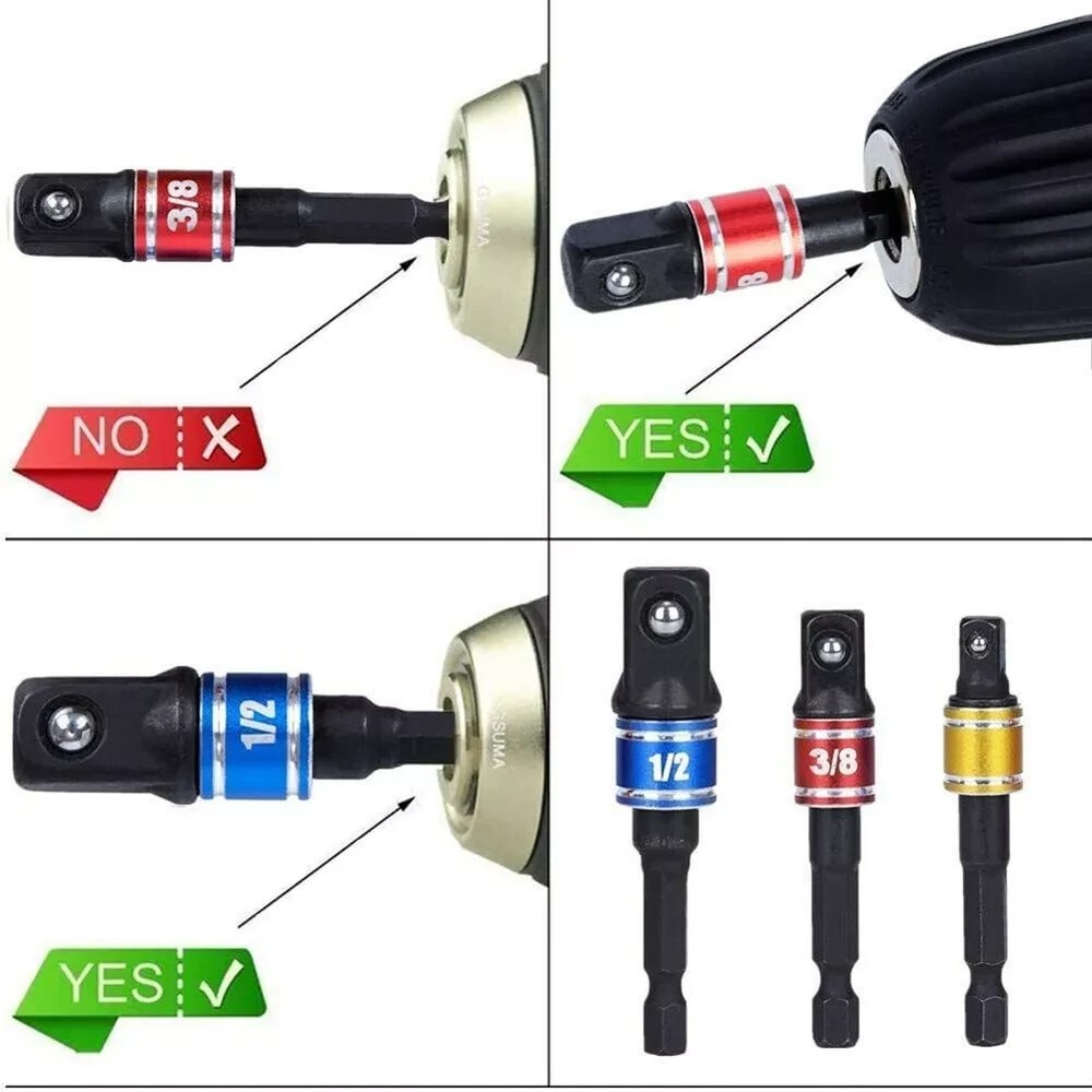 7Pc 105° Right Angle Drill Driver Set Socket Bit Extension Bar Hex Shank Adapter