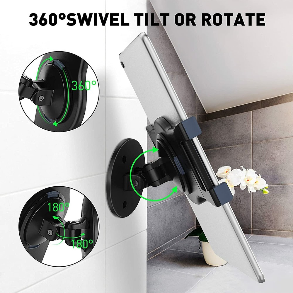 Sturdy Wall Mounted Tablet Holder Stand Ipad 360 Rotating Flexible Display