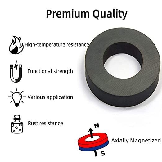 Heavy Duty Ceramic Ferrite Ring Magnet, 4-Inch Diameter for Science & Projects