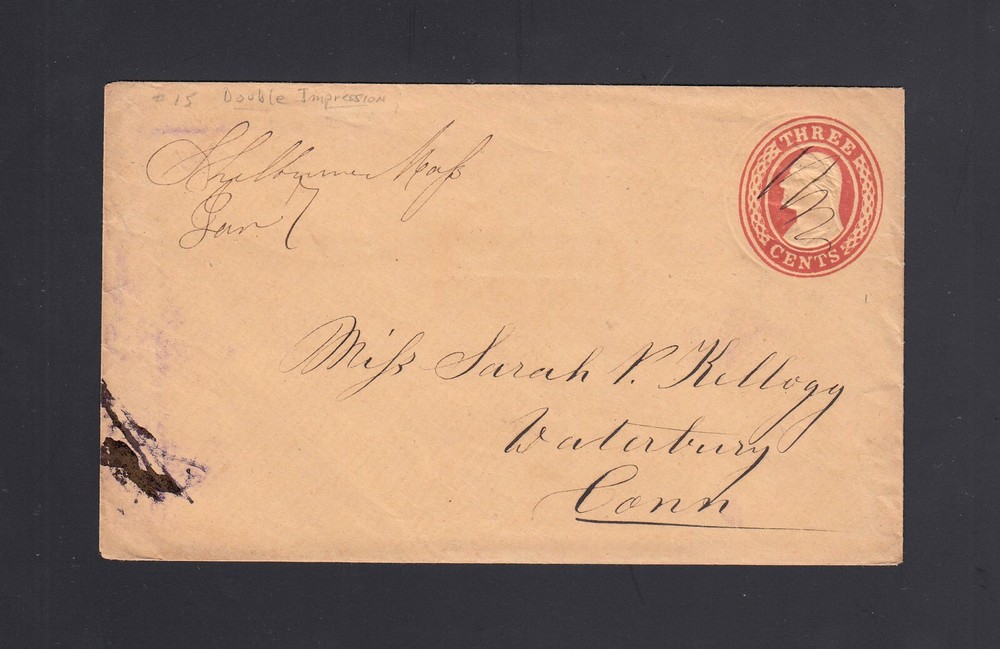 U10, UPSS #18 USED Envelope - DOUBLE IMPRESSION - 1 ALBINO