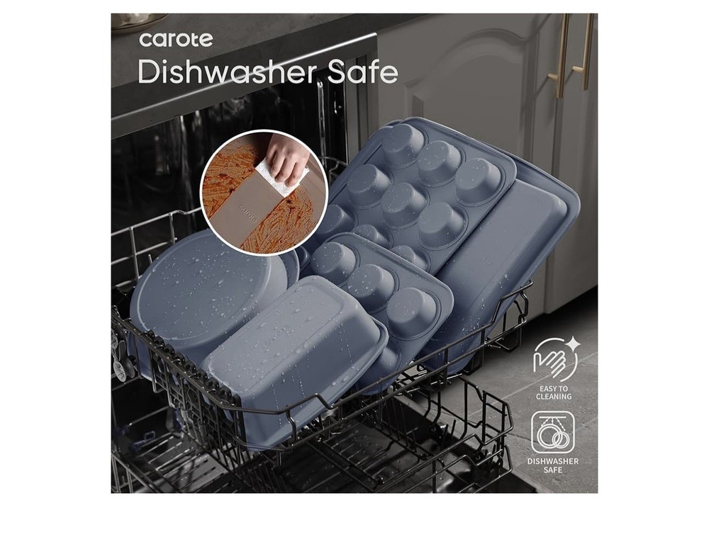 CAROTE 7-Piece Nonstick Stackable Baking Pans Set - Bakeware Sets Including Cook