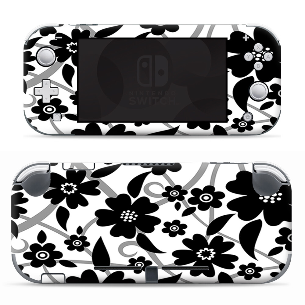 Skins Decals wrap for Nintendo Switch Lite - Black white Flower Print