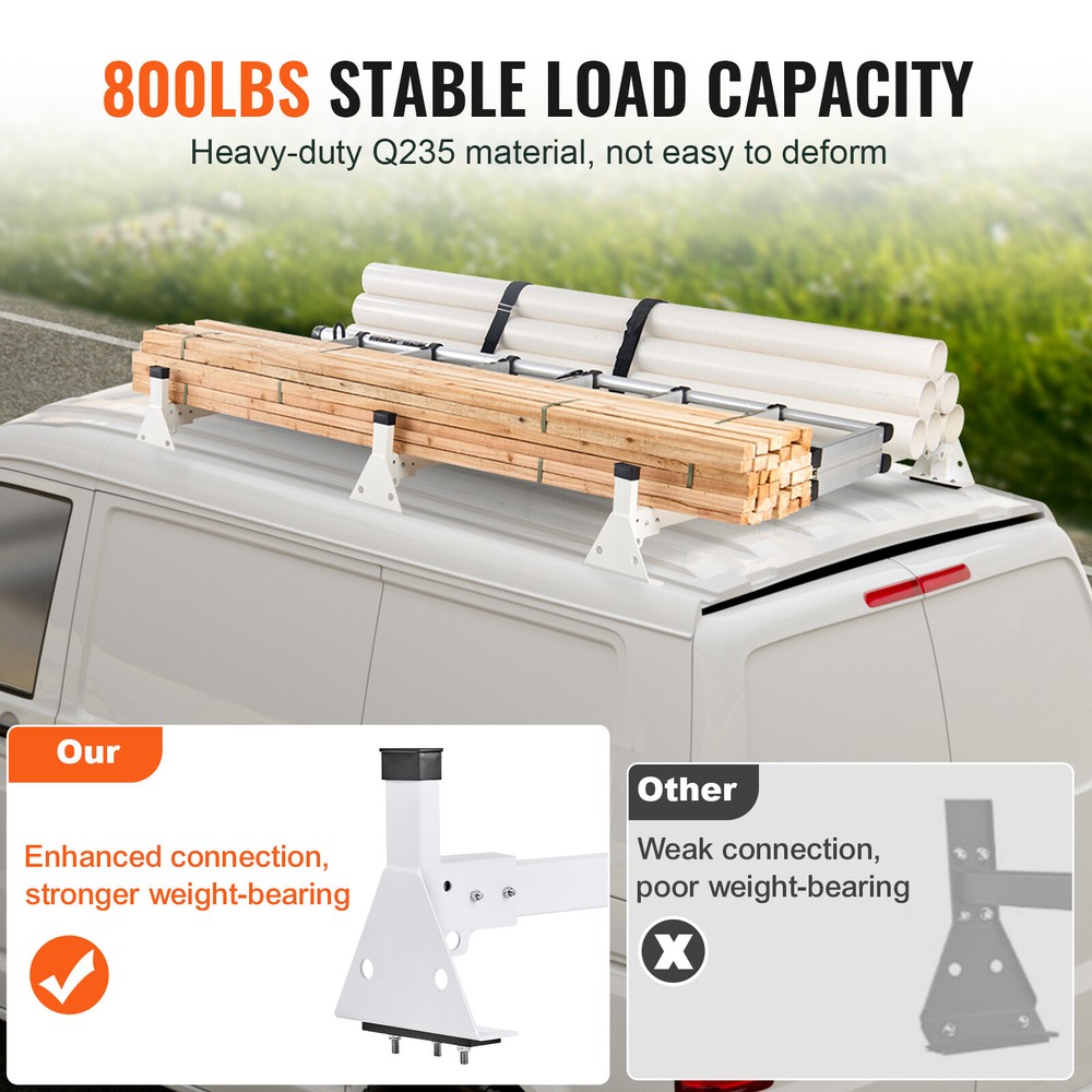 VEVOR 3 Bar Van Roof Ladder Rack for Ford Transit 150 250 350 2015-2022 800 LBS