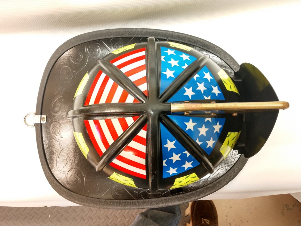 8 piece FULLY Reflective Fire Helmet American Flag Decal Triangles