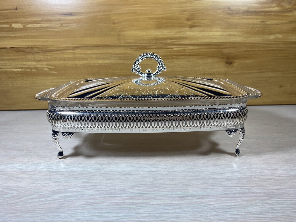 Olson-Queen Anne Silverplated Serving Dish Tableware Dining Made England Vintage