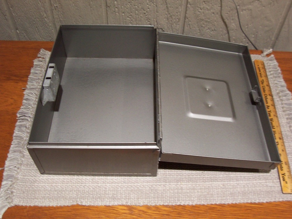 Metal Lock Box Safe Small Security Valuables Storage No Key Working Latch