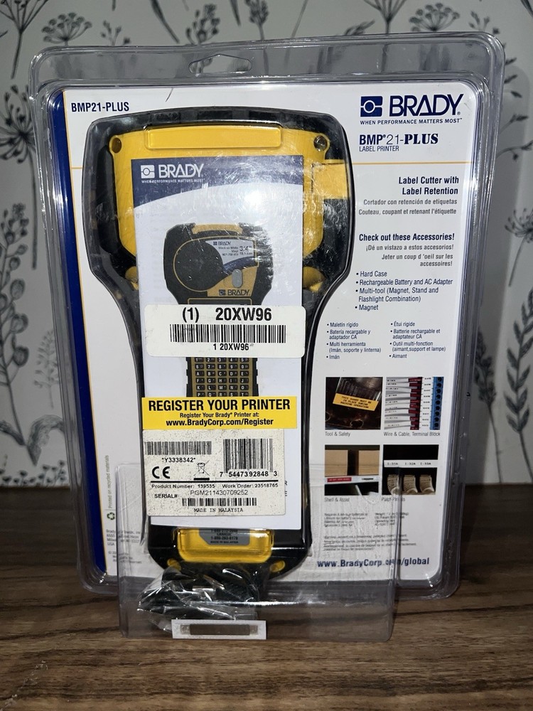 Brady BMP21-PLUS Portable Label Printer, 3/4”, Black on White