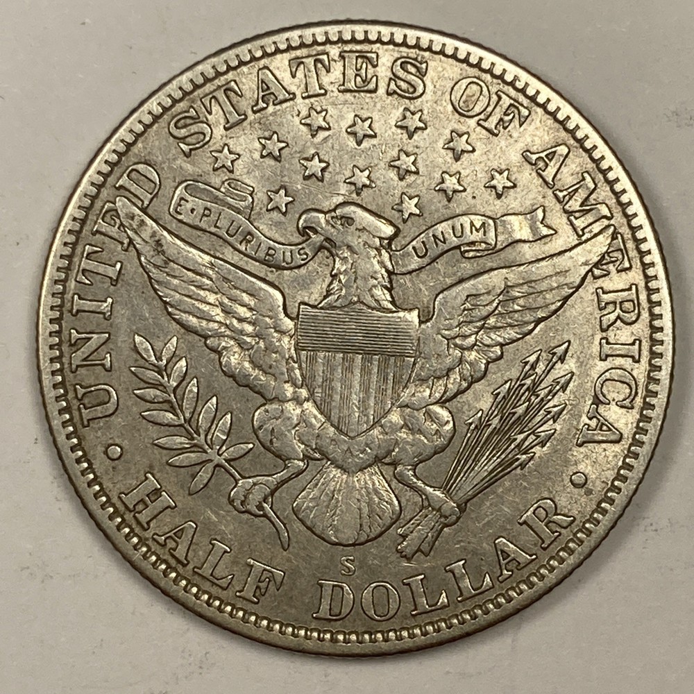 1915-S Barber Half .50. Sharp Extra Fine.
