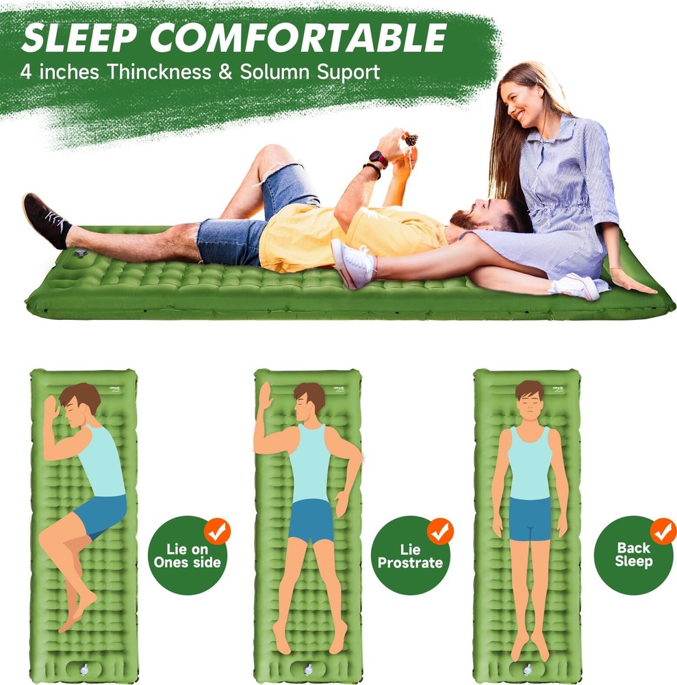 Strong Support Camping Mat Inflatable Sleeping Mattress 3.9 Inch Thickness Sl...