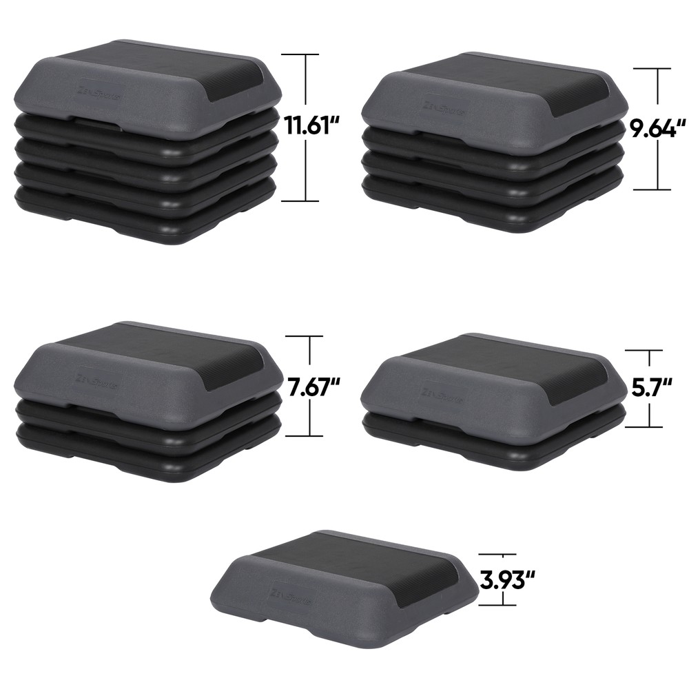 High Step Aerobic Platform with 4 Risers Training Device 16" x 16" Adjustable