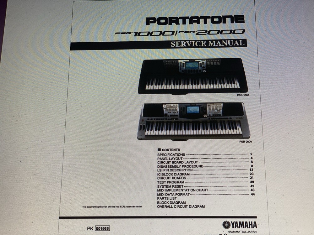 Yamaha Psr-1000  Service Manual Digital