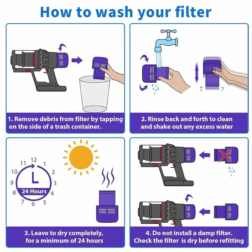 Replacement Filter Dyson V11 Animal, V11 Torque Drive V15 Detect Vacuum [3 Pack]