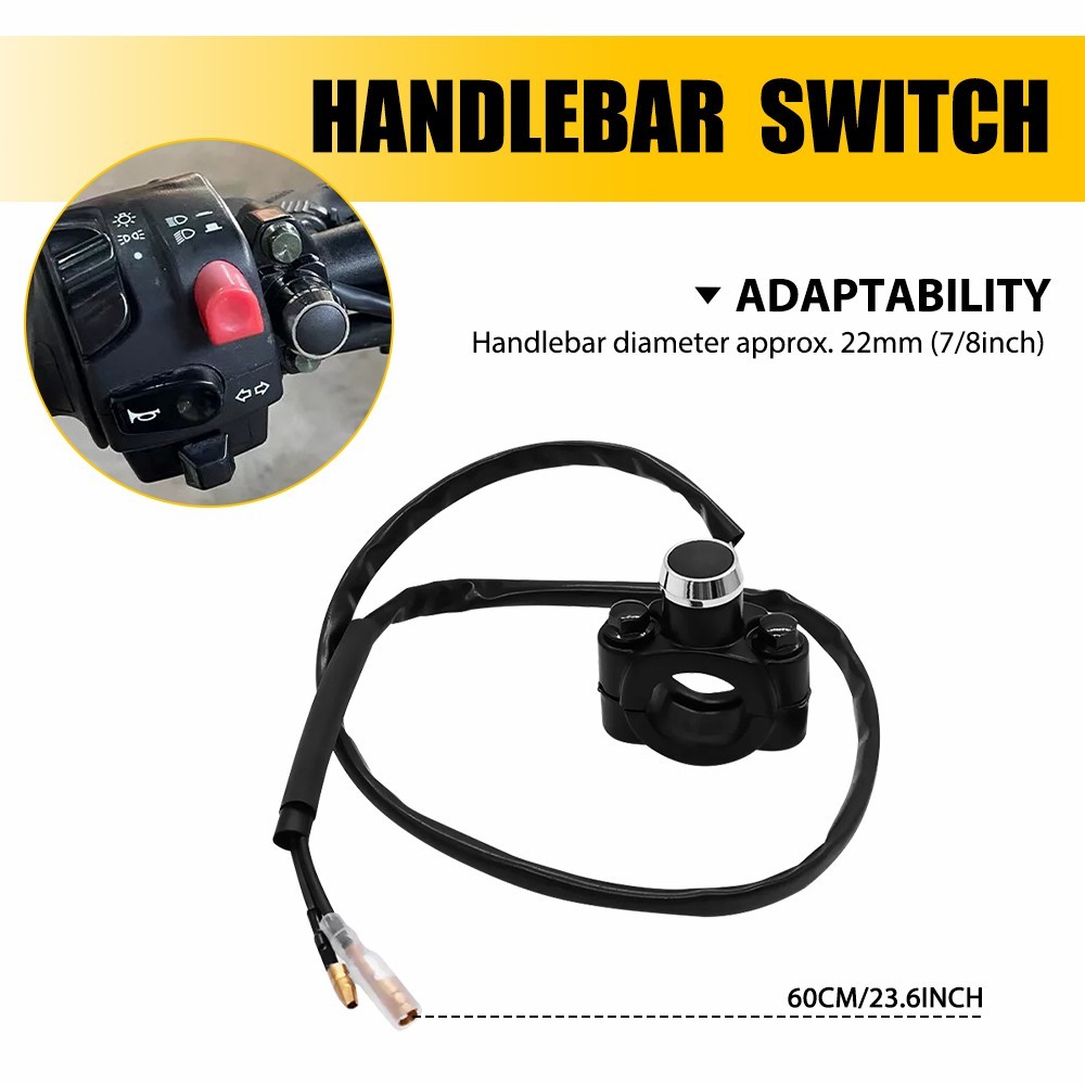 Motorcycle Switch Horn Handlebar Mount Push Button Momentary Start Universal EXV