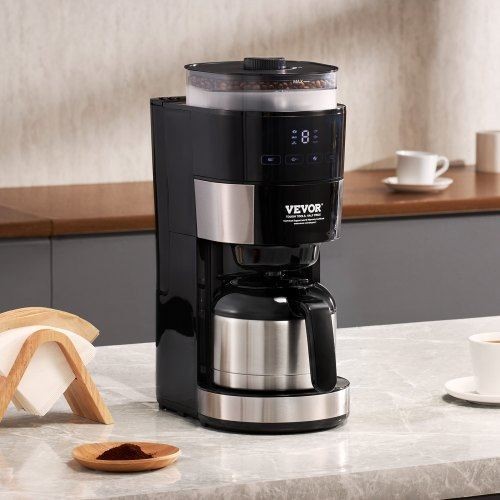 Coffee Maker with Grinder 8 Cup Programmable Coffee Machine Grind and Brew