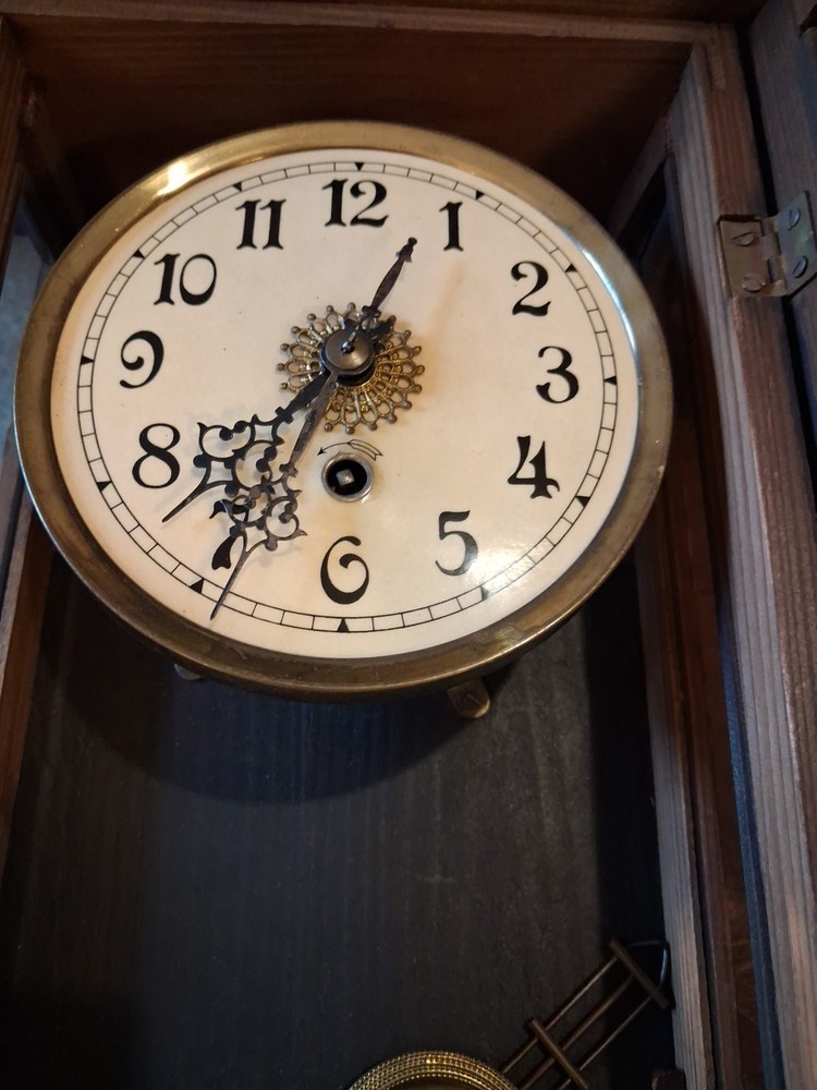 Vintage Wall Clock Not Working, Has Key And Pendulum