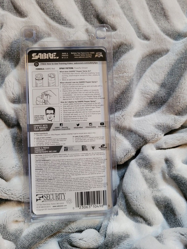 Sabre Pepper Spray with Quick Release Key Ring Grey