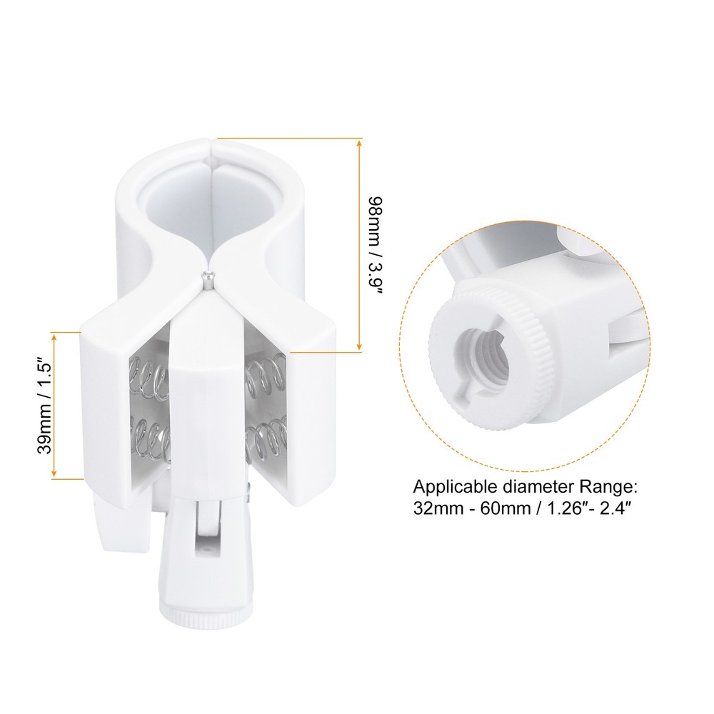 Mic Holder 32mm-60mm Plastic Interface with 3/8 Plastic Adapter White