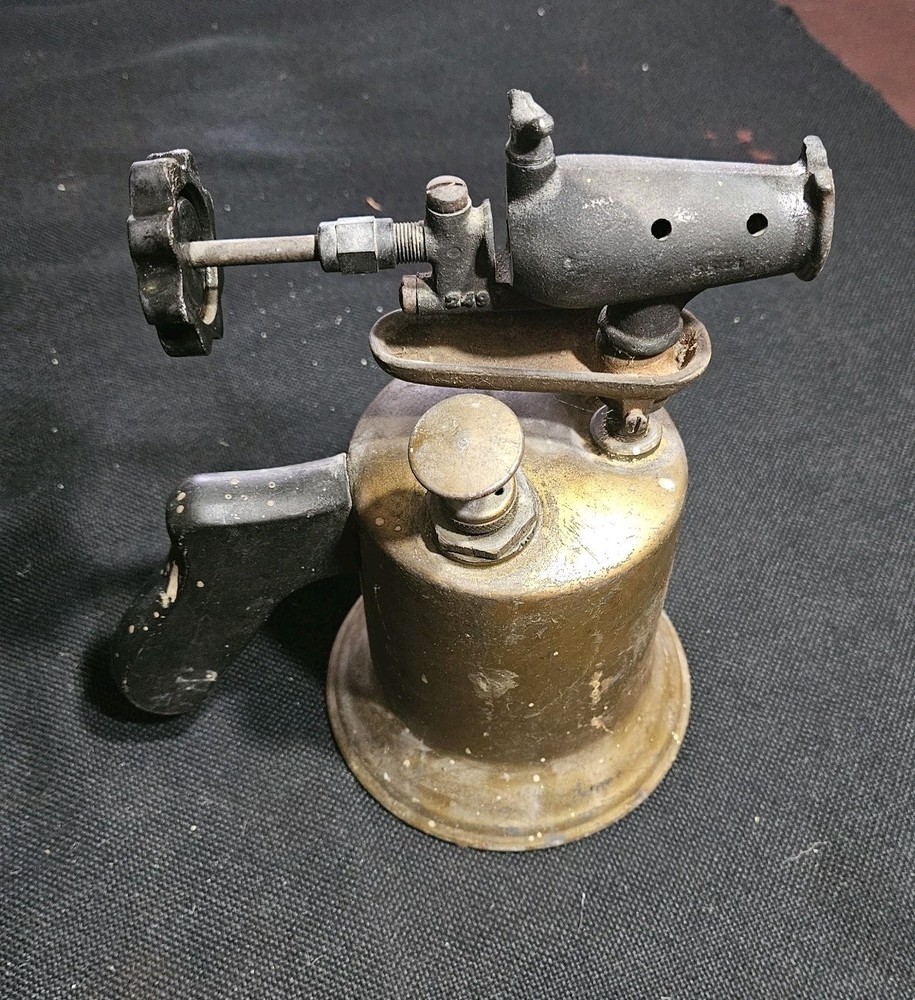 Vintage DUNLAP Brass Blow Torch Cast Iron Nozzle