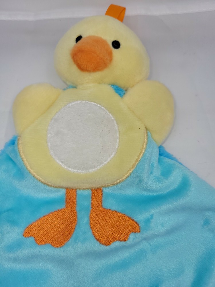 Cudlie Duck Lovey Security Blanket Pacifier Holder Teether Activity Blue Yellow