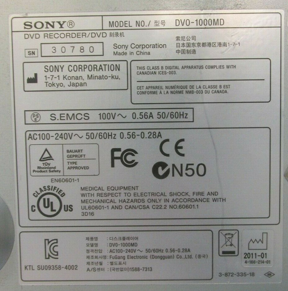 Sony DVD Recorder DV0-1000MD
