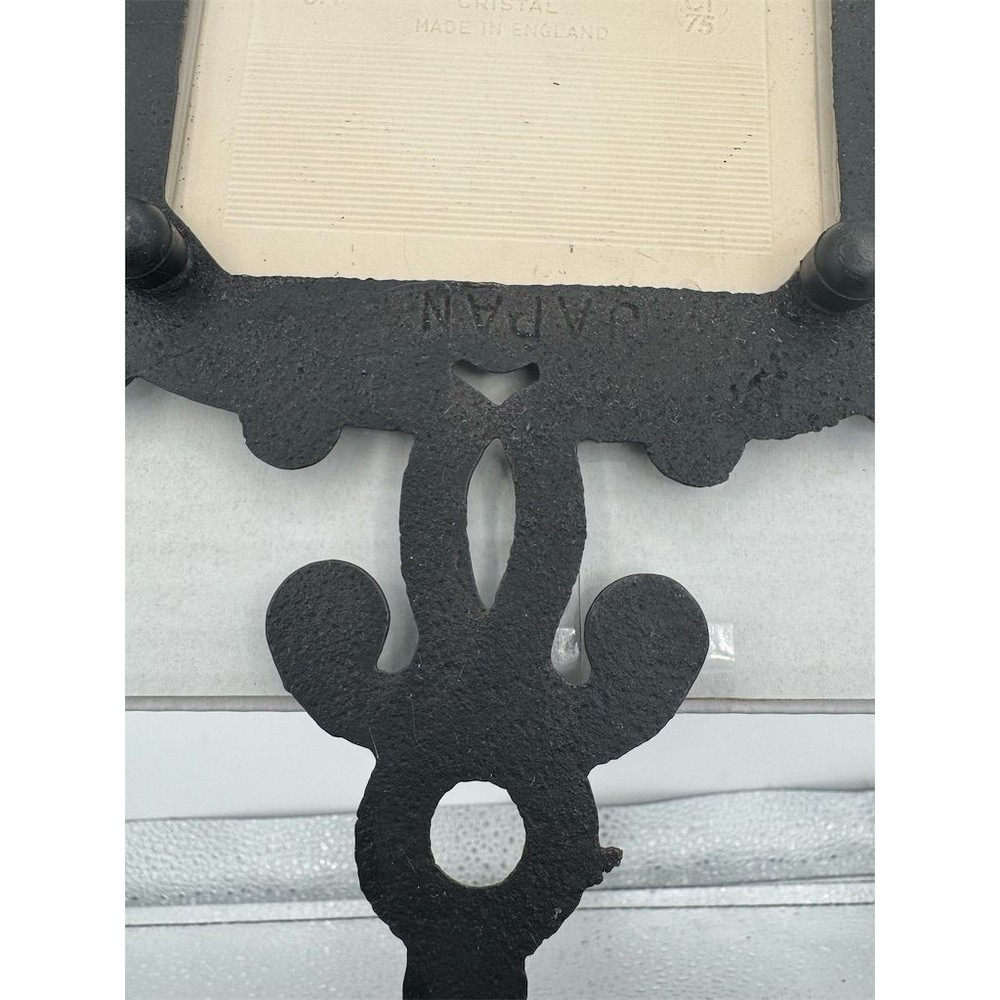Vintage Hand-Painted Ceramic Trivet Blue Iris Design Kitchen Decor KS
