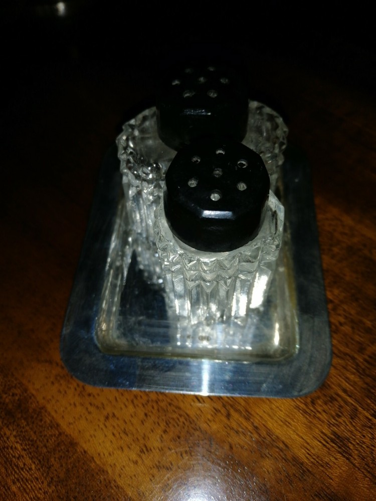 Solid Silver 800 Salt Pepper Crystal
