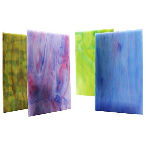 LITMIND 12 Sheets Variety Stained Glass Sheets Pack, Assorted Colors , Sizes