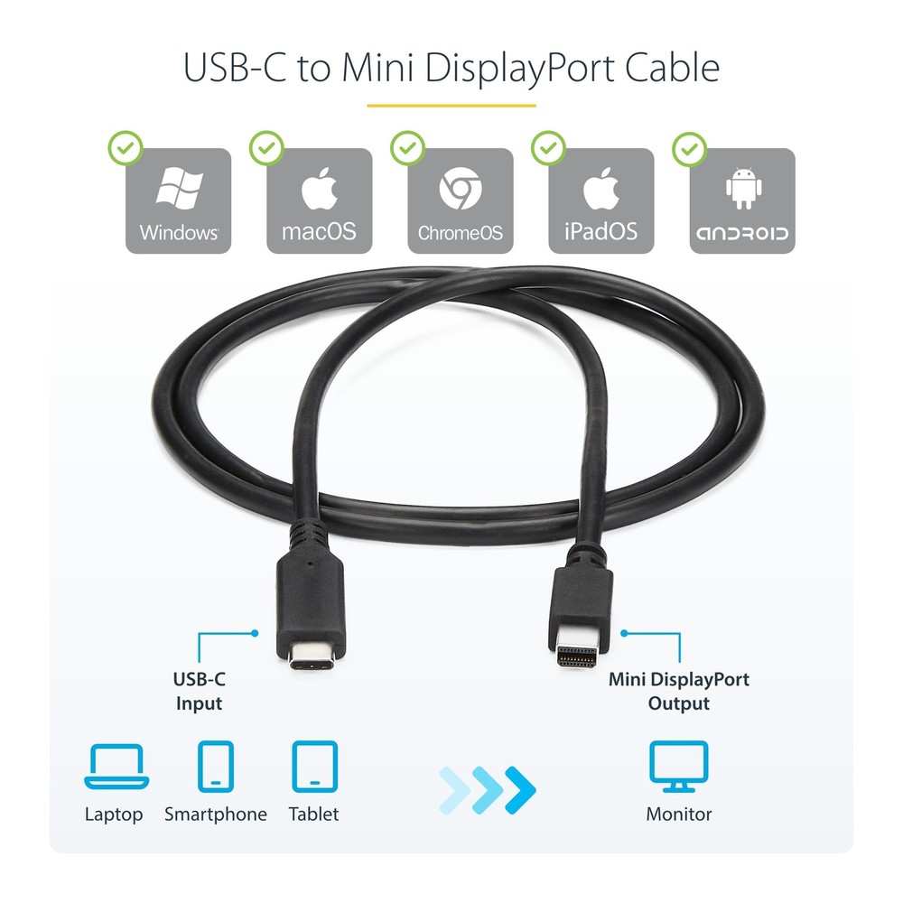 StarTech Cable USB C to Mini DisplayPort 1m / 3ft