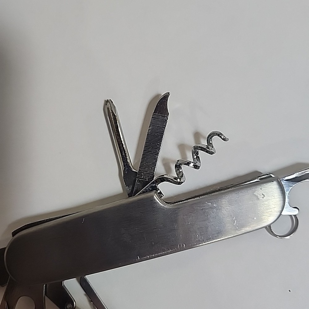 Multi-Tool Pocket Knife 7 Tool Stainless Steel Scissors Screw Driver Corkscrew