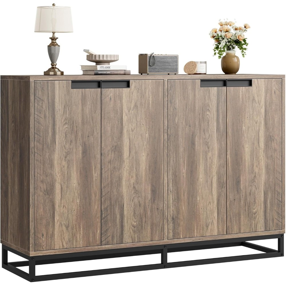 Multi-Space Sideboard W/ Doors & Adjustable Shelves, Elegant Storage for Kitchen