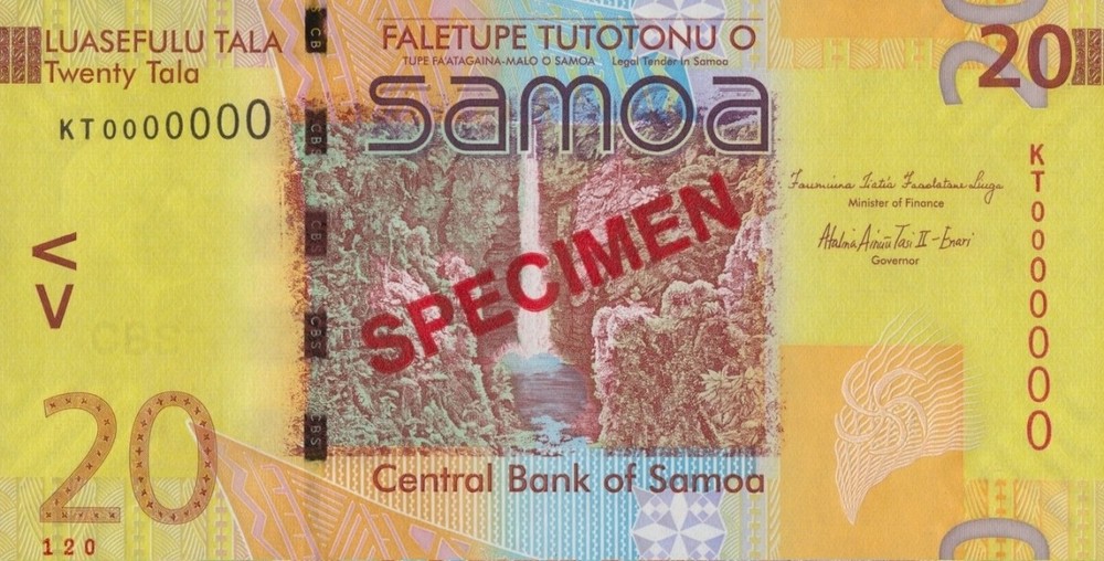 Samoa 20 Tala ND 2014 P 40b UNC SPECIMEN