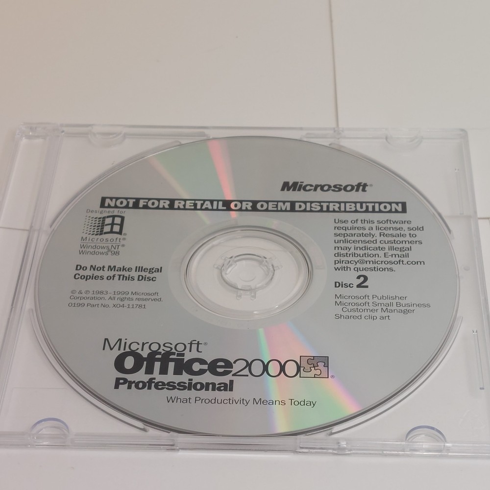 Microsoft Office 2000 Professional Disc 2 - No Product Key