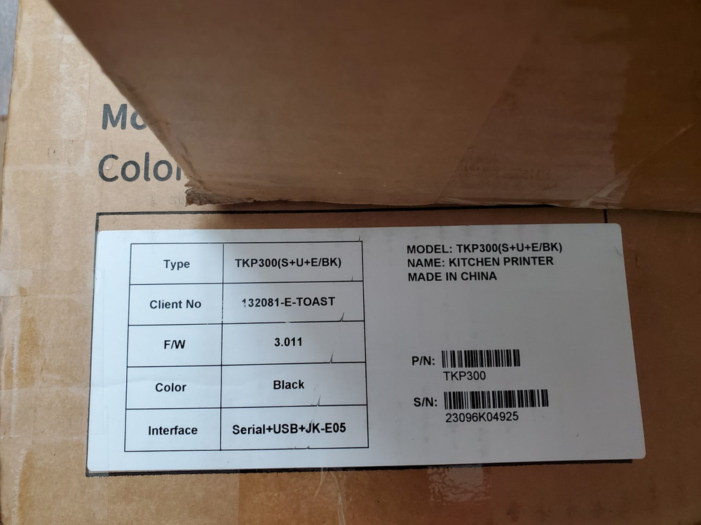 ONE(1) TOAST Flex POS Dot Matrix Kitchen Printer TKP300- USB / Ethernet / Serial