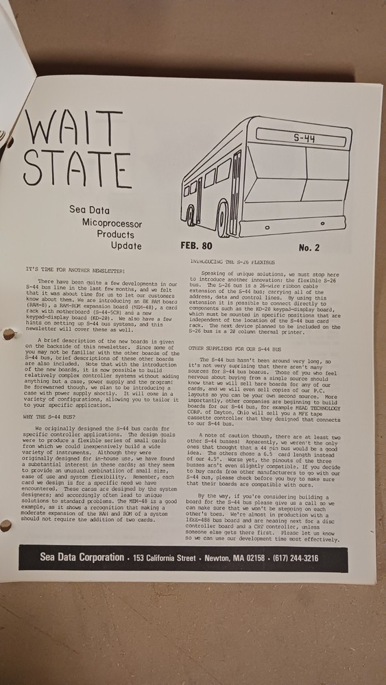 Sea Data Corporation RD-85 Single Board Microcomputer and Related Data Sheet