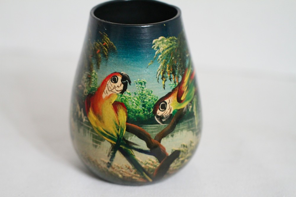 C Morit Painted Parrots 5" Vase Bird