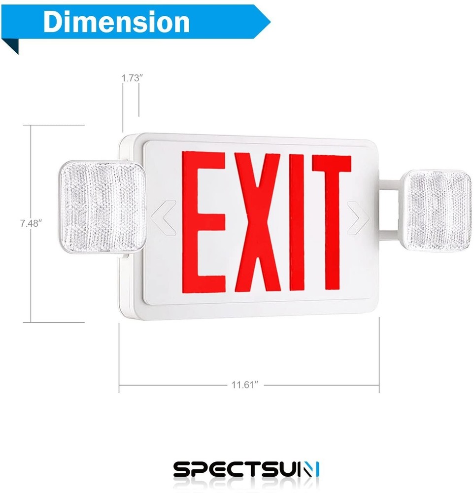 2 Packs UL List- Red Led Emergency Exit Light Battery Exit Sign Combo Lights.