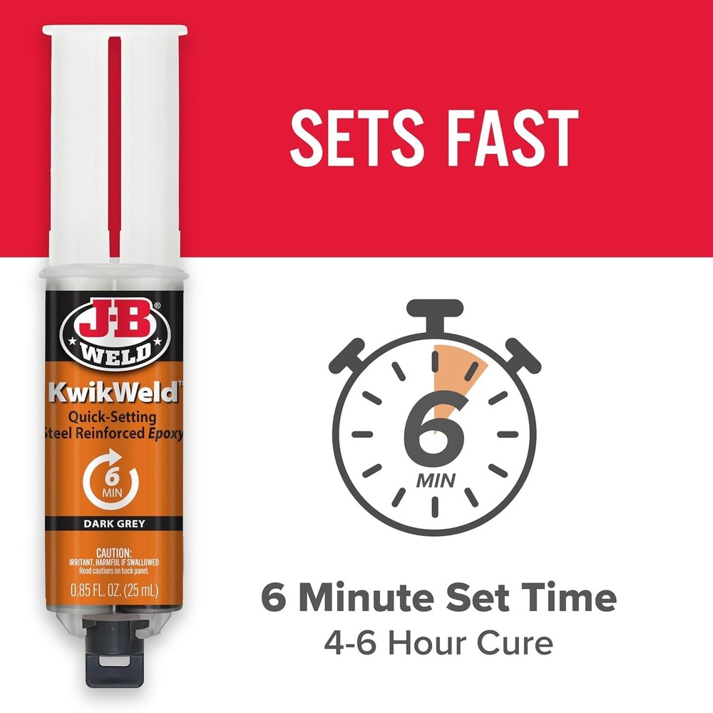 Epoxy Adhesive KwikWeld - Fast Setting 6 Minute Cure, 3127 PSI Strength, 2 Pack