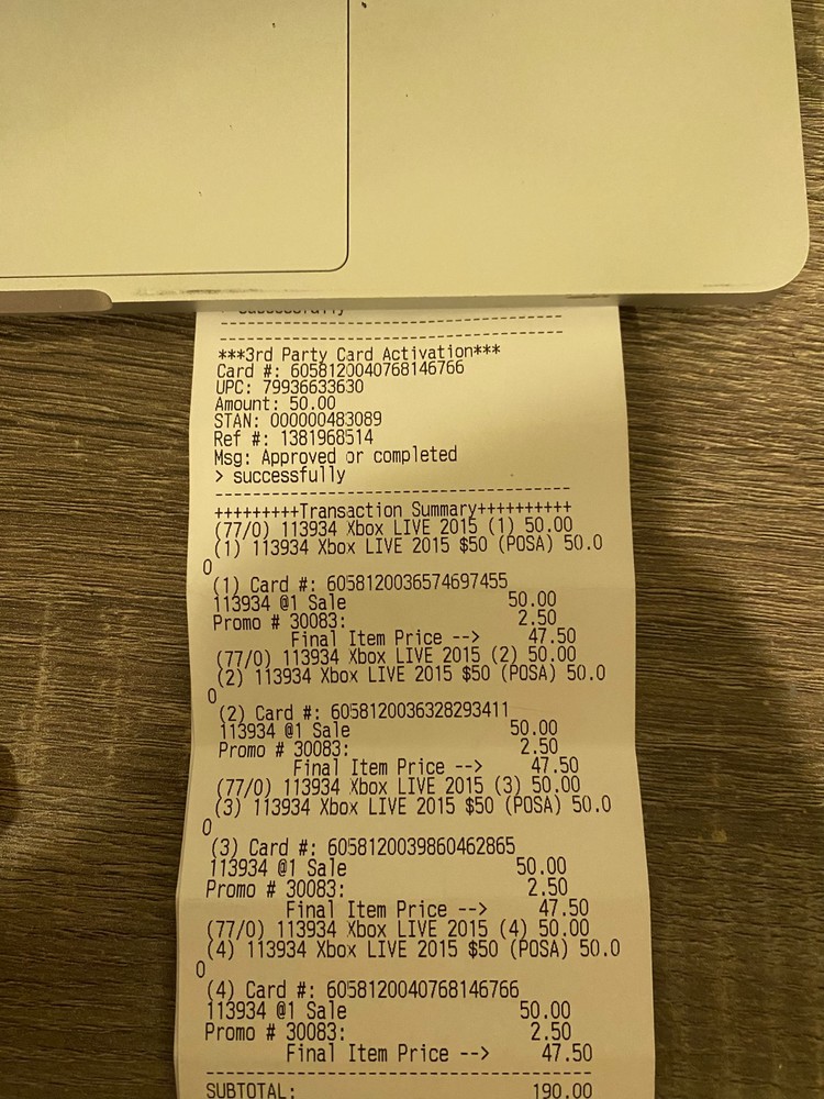 $50 Xbox Live Gift Card (unredeemed)