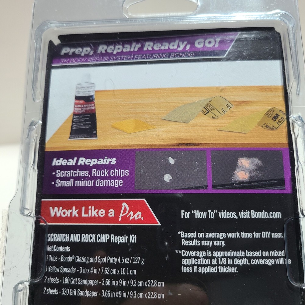 3M Bondo Scratch & Rock Chip Repair Kit. Paintable • Permanent • Non-Shrinking.