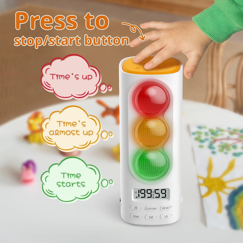 Traffic Light Visual Timer&ADHD Tool for Kids Adults Display Volume Adjustmen...