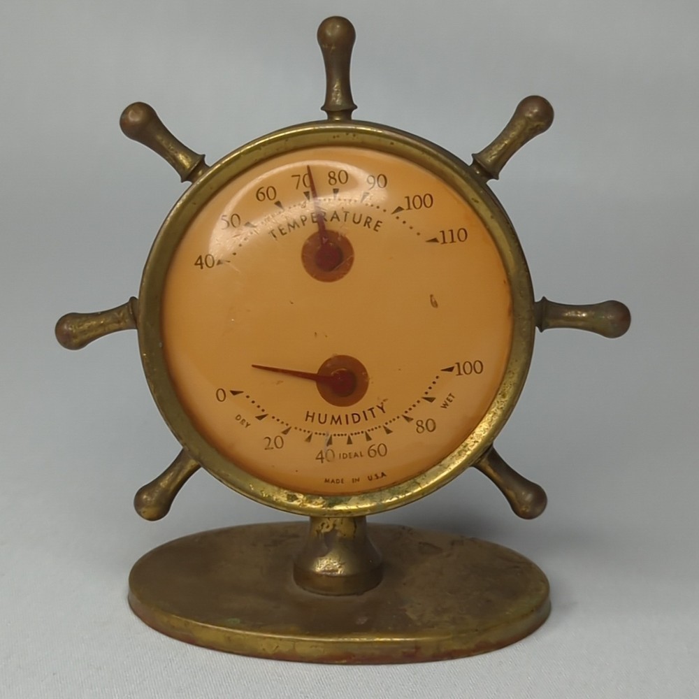 Nautical Ship Steering Wheel Design Thermometer - Non Working Humidity Meter