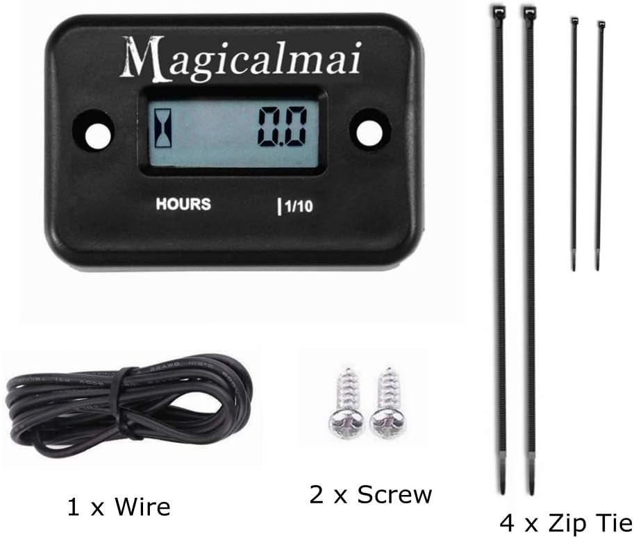 Advanced Inductive Hour Meter for Engine Maintenance - Easy Installation, Black