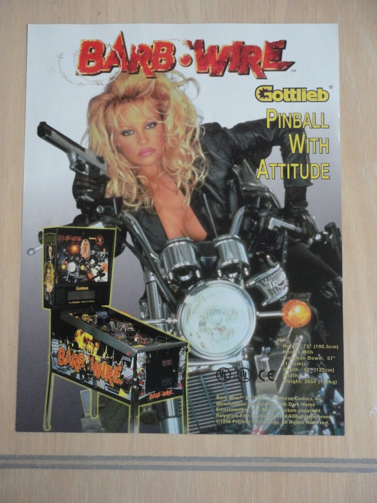 Barb Wire Pinball Machine Flyer Gottlieb Original Autographed